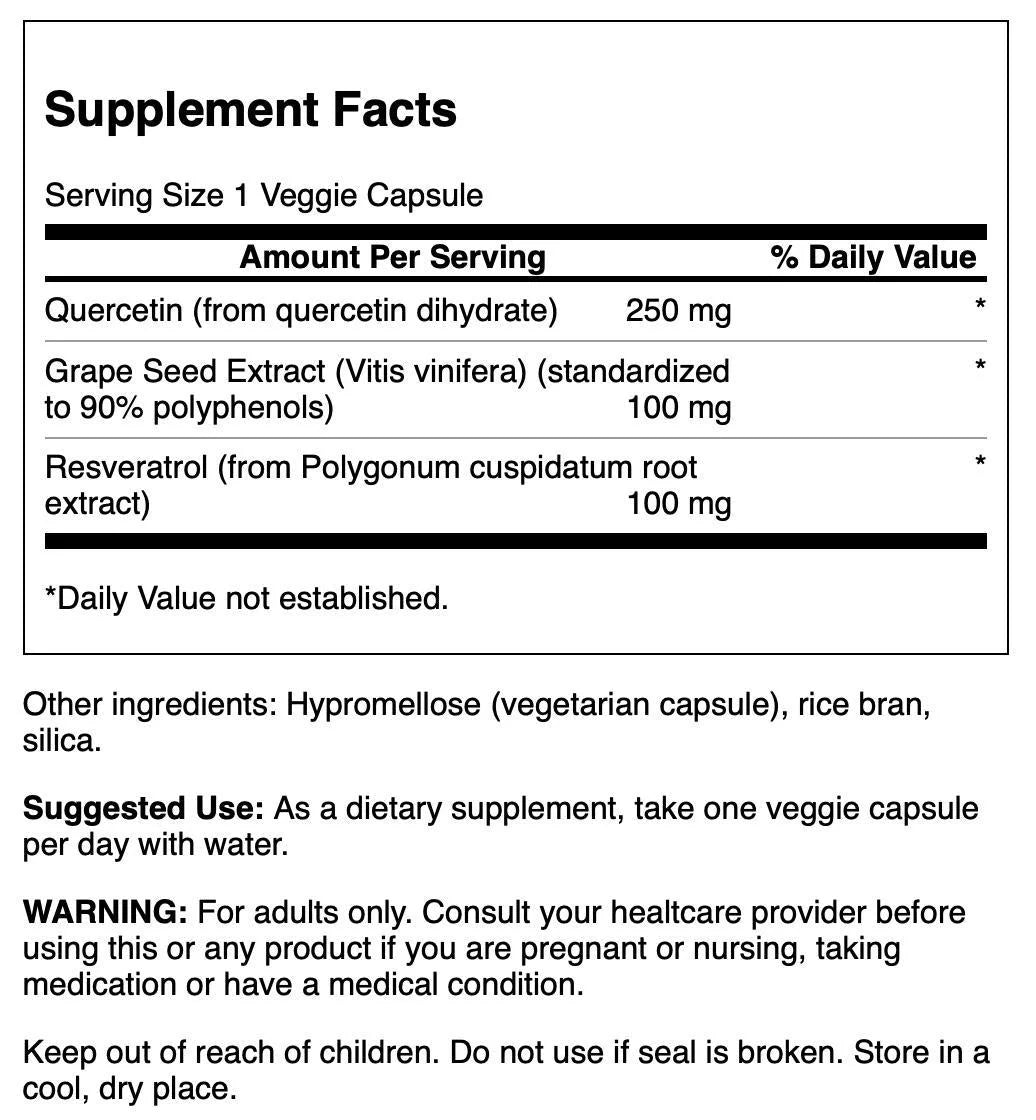 Resveratrol and Quercetin 30 Veggie Capsules