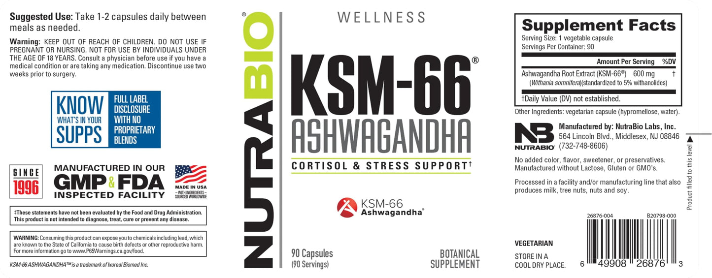 Ashwagandha KSM-66 Herbal Supplement for Better Overall Well-Being- Ashwagandha Supplement- 600Mg - 90 Vegetable Capsules