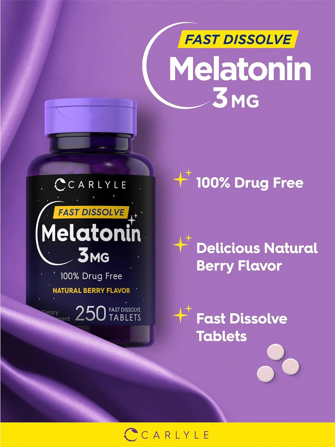 Melatonin 3Mg | 250 Vegetarian Tablets | Low Dose | by