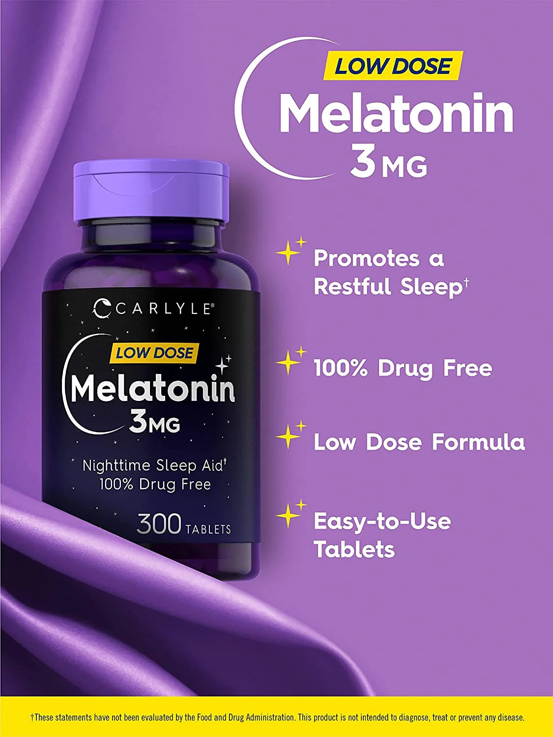 Melatonin 3Mg | 300 Vegetarian Tablets for Men and Women | by