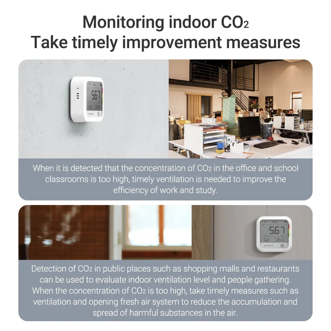 New CO2 Meter Air Quality Carbon Dioxide Detector Alarm Temperature & Humidity Meter Wifi Smart Control Air Detector