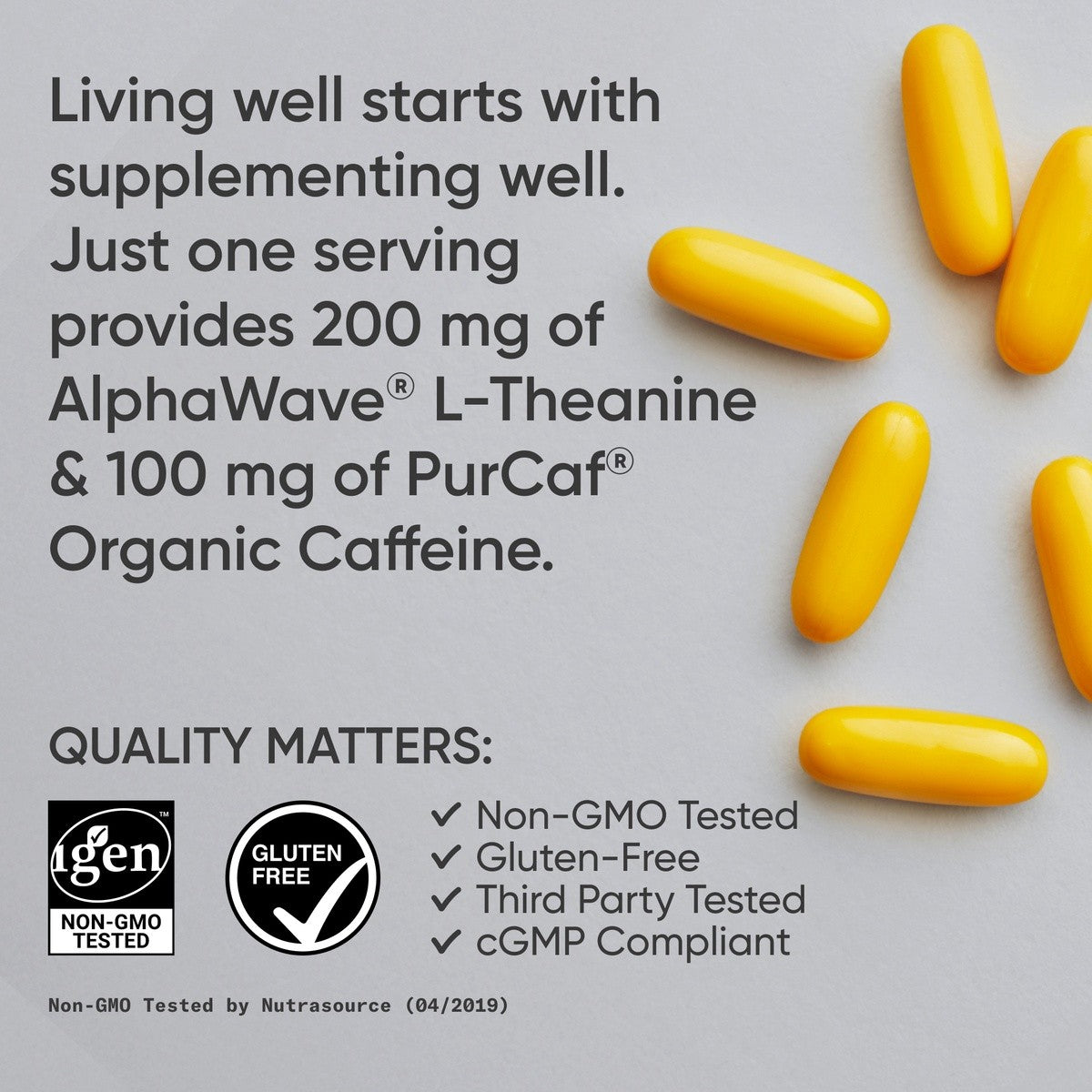 Premium L-Theanine 200Mg Supplement + Caffeine & Coconut Oil - Natural Nootropic