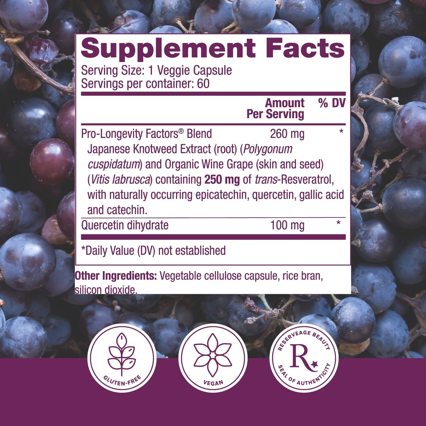 , Resveratrol 250 Mg, Antioxidant Supplement for Heart and Cellular Health, Supports Healthy Aging, Paleo, Keto, 60 Capsules
