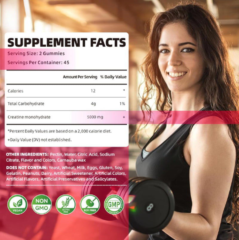 Creatine Monohydrate Gummies Complex for Men & Women - 60 Gummies