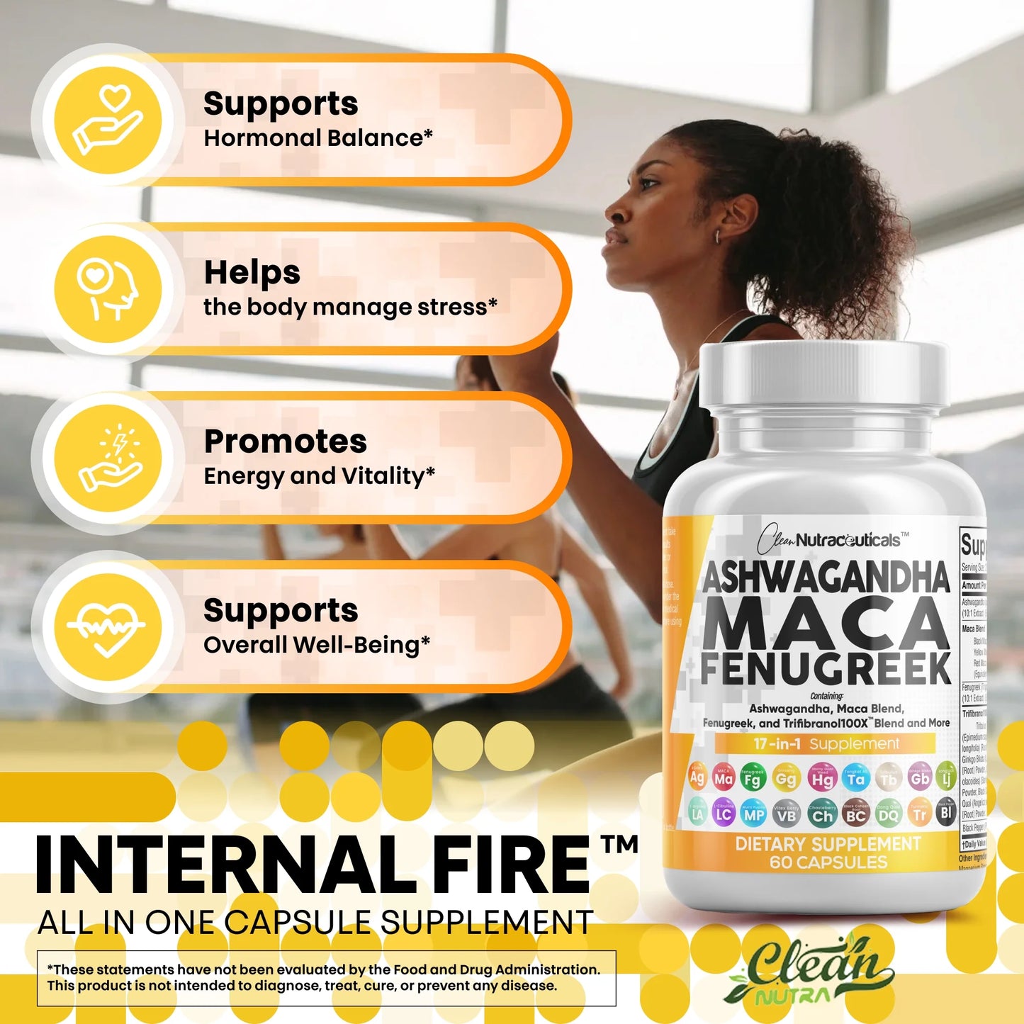Ashwagandha Maca Root Fenugreek Supplement with Tongkat Ali Ginseng - Assists with Stress, Mood & Thyroid - Ashwagandha Capsules Fenugreek Caps - 1 Pack