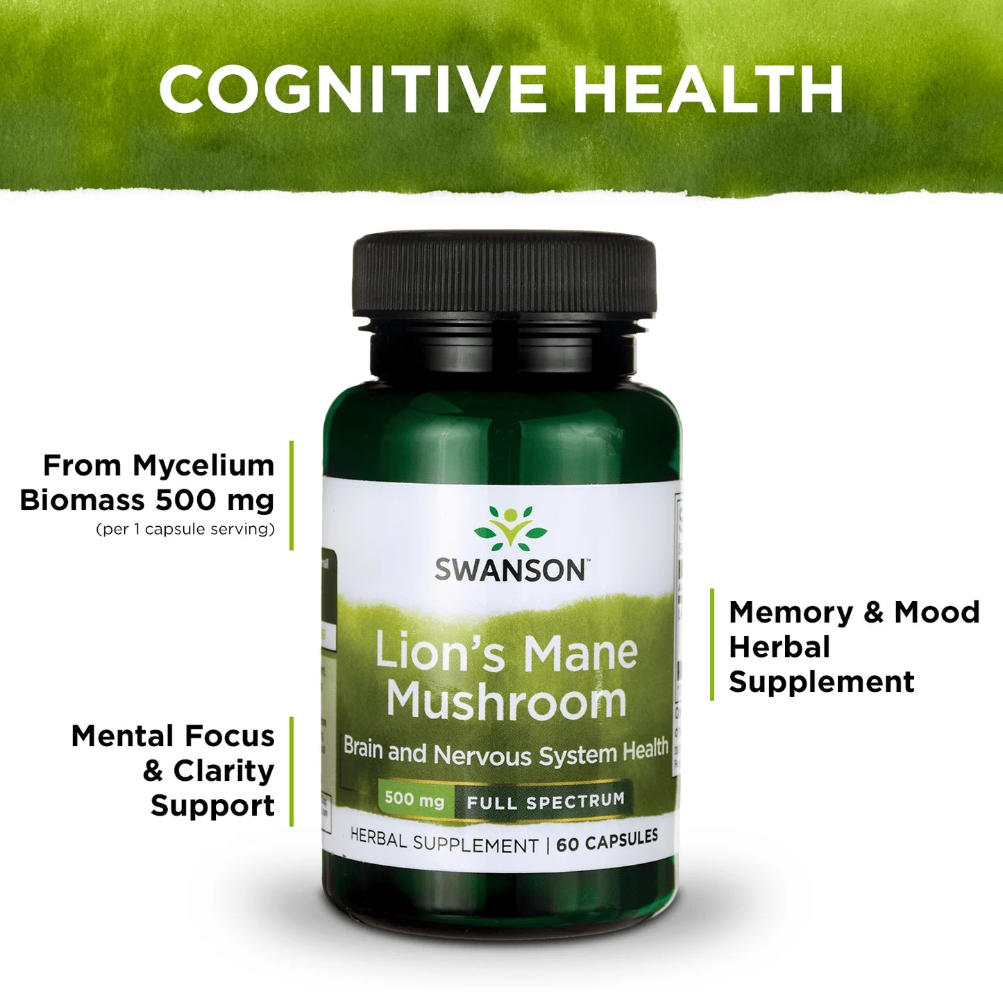 Full Spectrum Lion'S Mane Mushroom 500 Mg 60 Caps 4 Pack