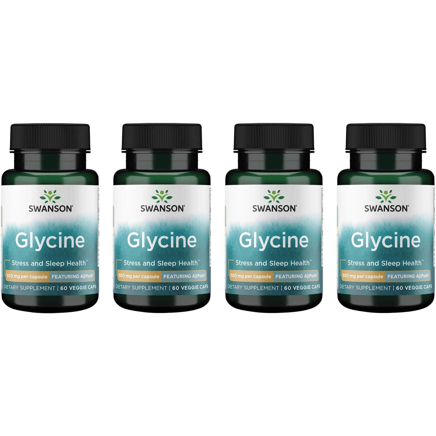Glycine - Featuring Ajipure 500 Mg 60 Veg Caps 4 Pack