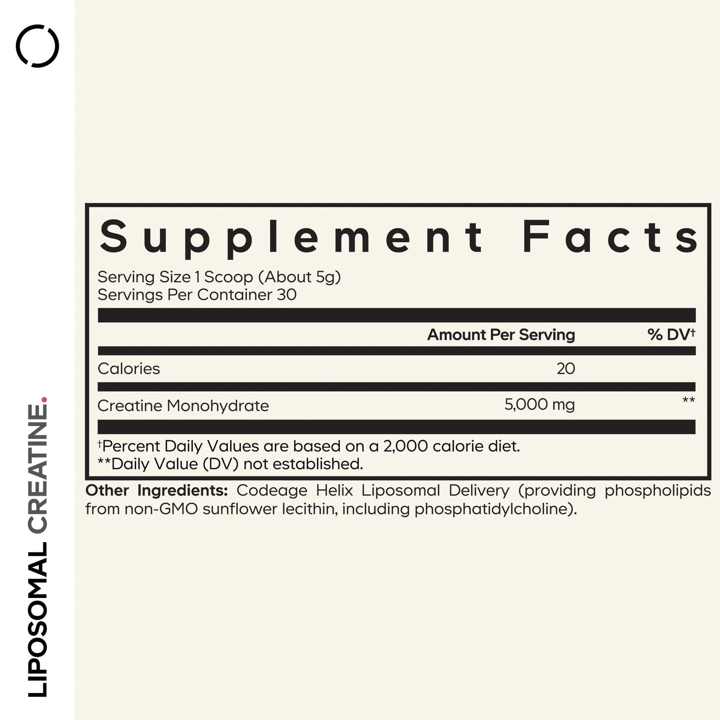 Liposomal Creatine Monohydrate Powder Supplement, Unflavored, 1-Month Supply, 30 Servings