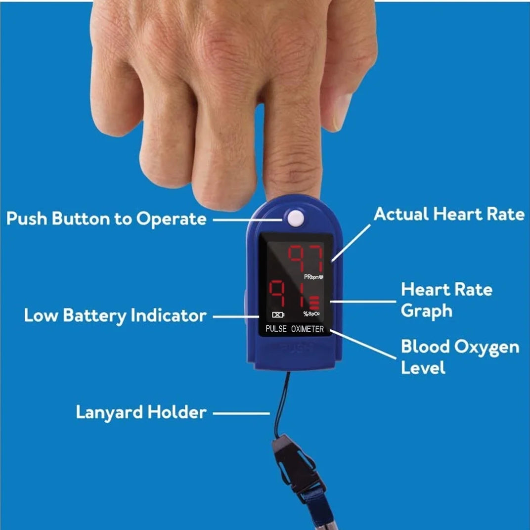 Pulse Oximeter Blood Oxygen Spo2 Sports Monitor with Lanyard