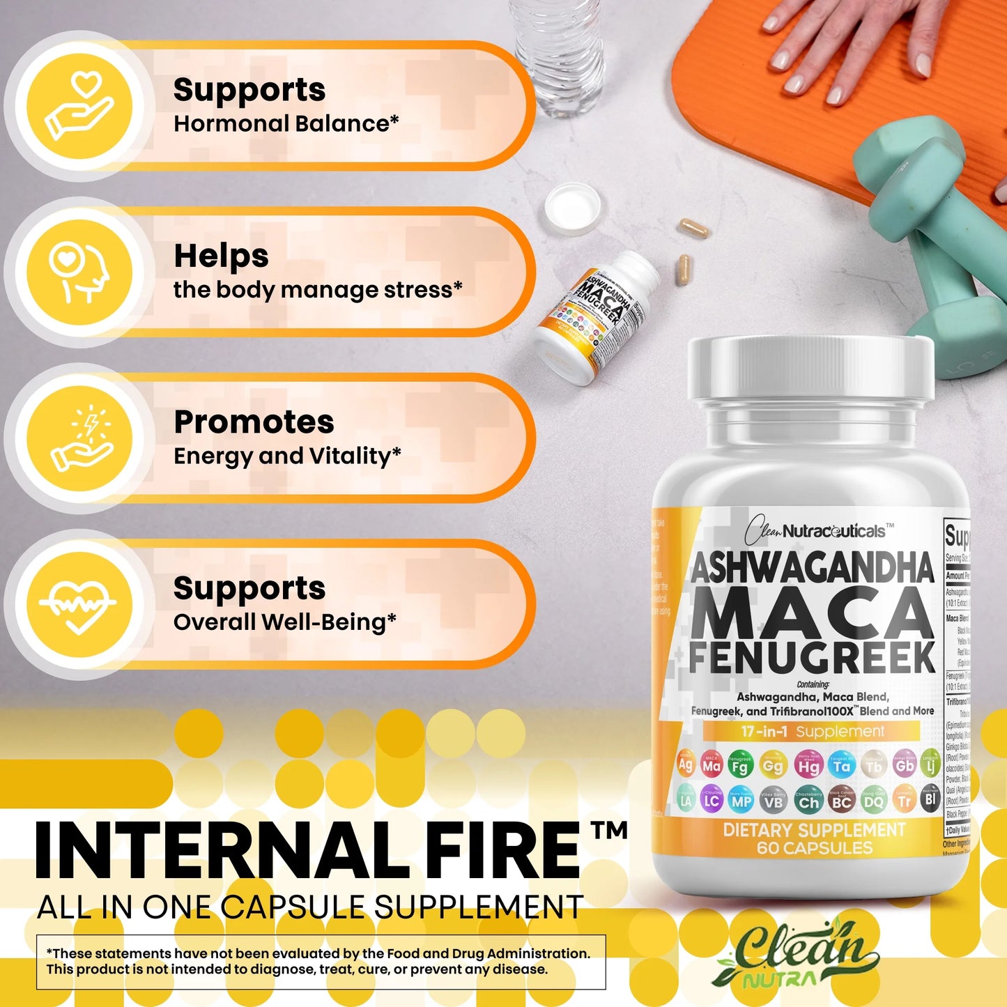 Ashwagandha Maca Root Fenugreek Supplement with Tongkat Ali Ginseng - Assists with Stress, Mood & Thyroid - Ashwagandha Capsules Fenugreek Caps - 1 Pack
