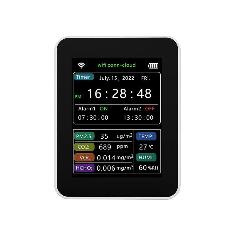 Multifunctional Air Quality Detector PM2.5 Odor VOC Formaldehyde Alarm Clock Calendar WIFI AIR Tools Air Monitor Air Detector