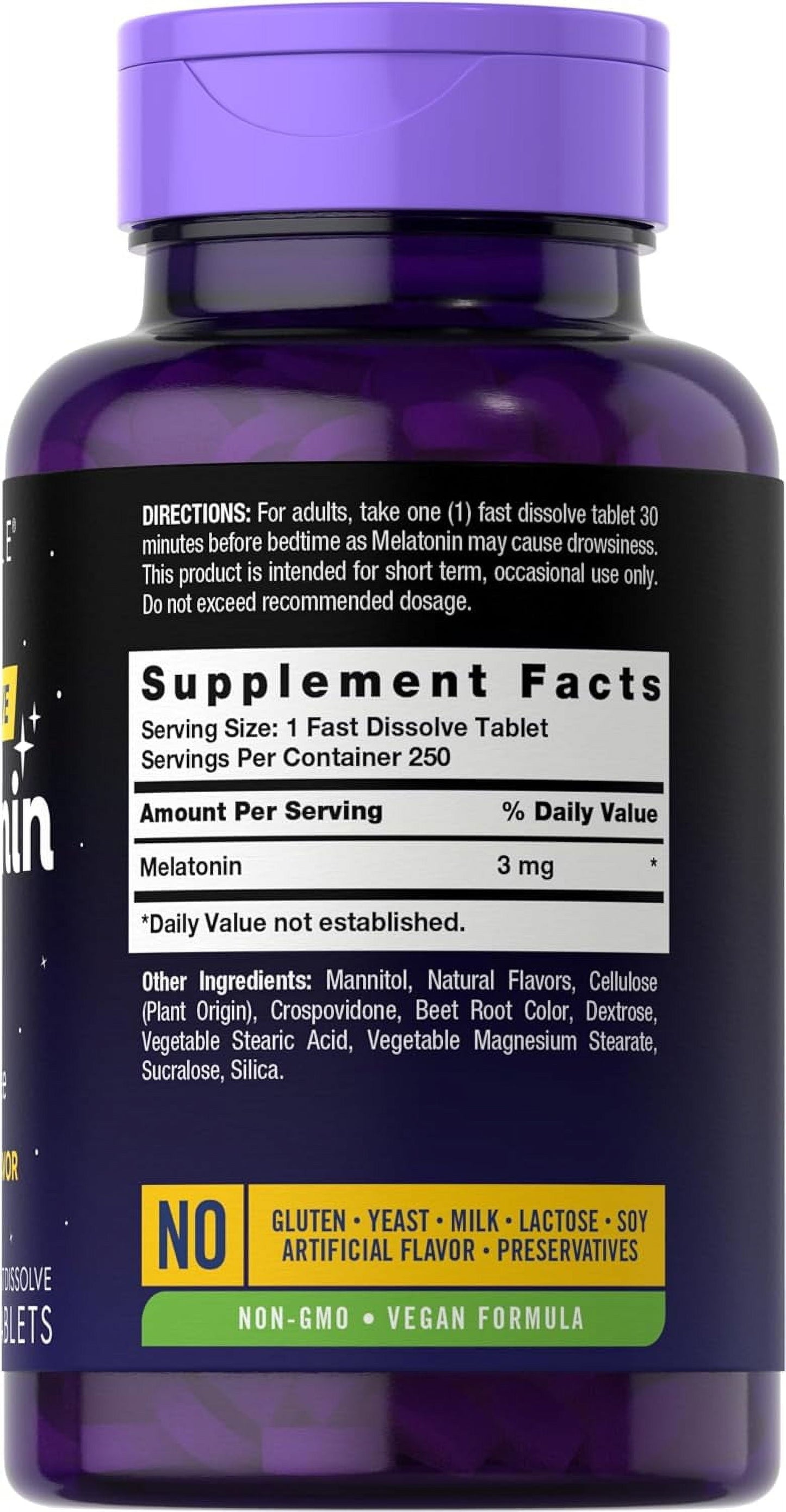 Melatonin 3Mg | 250 Vegetarian Tablets | Low Dose | by