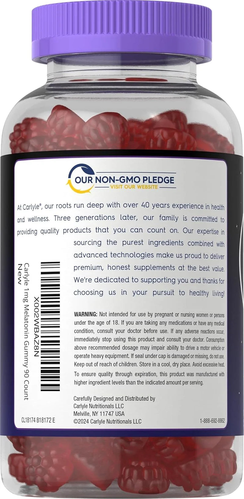 Melatonin 1Mg | 90 Vegan Gummies for Men and Women | Fruit Flavor | by