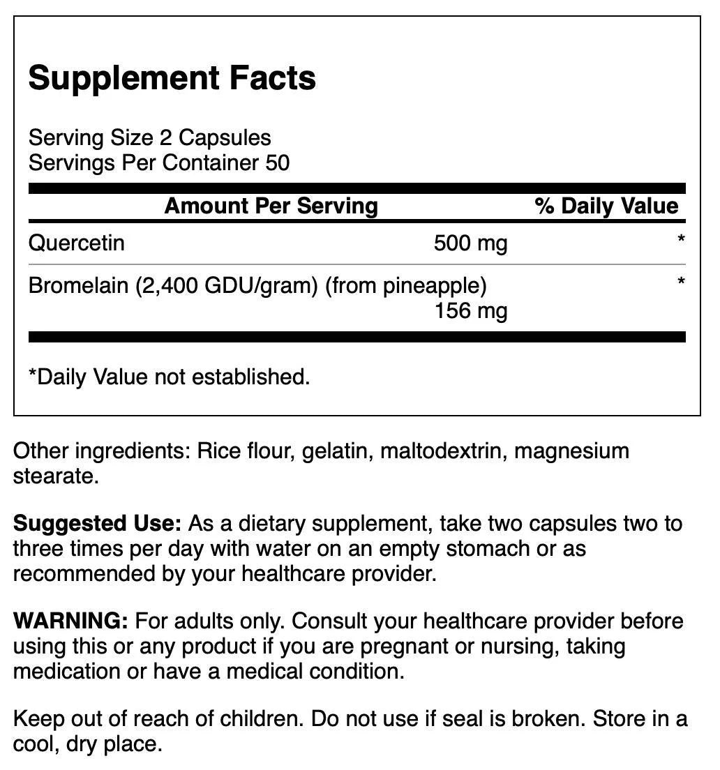 Quercetin & Bromelain - Advanced Formula 100 Caps 2 Pack