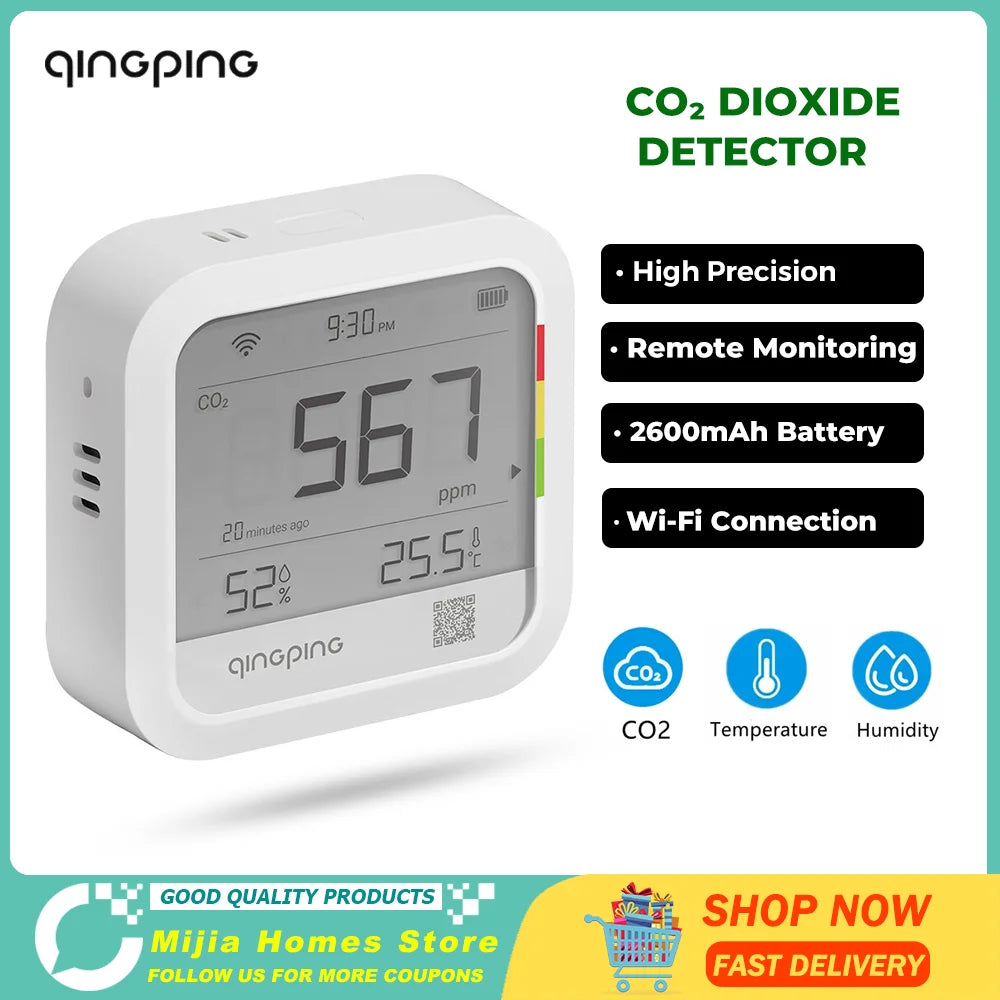 New CO2 Meter Air Quality Carbon Dioxide Detector Alarm Temperature & Humidity Meter Wifi Smart Control Air Detector