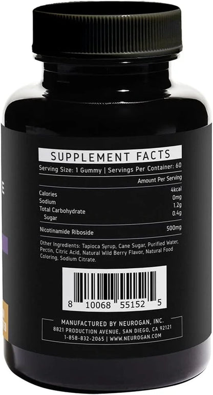 Nicotinamide Riboside Supplement - 500 MG per Gummy, NAD+ & NADH Precursor, Ampk Activator Cell Regenerator, Cellular Repair & Metabolic Booster | 500MG per Serving -60 Servings