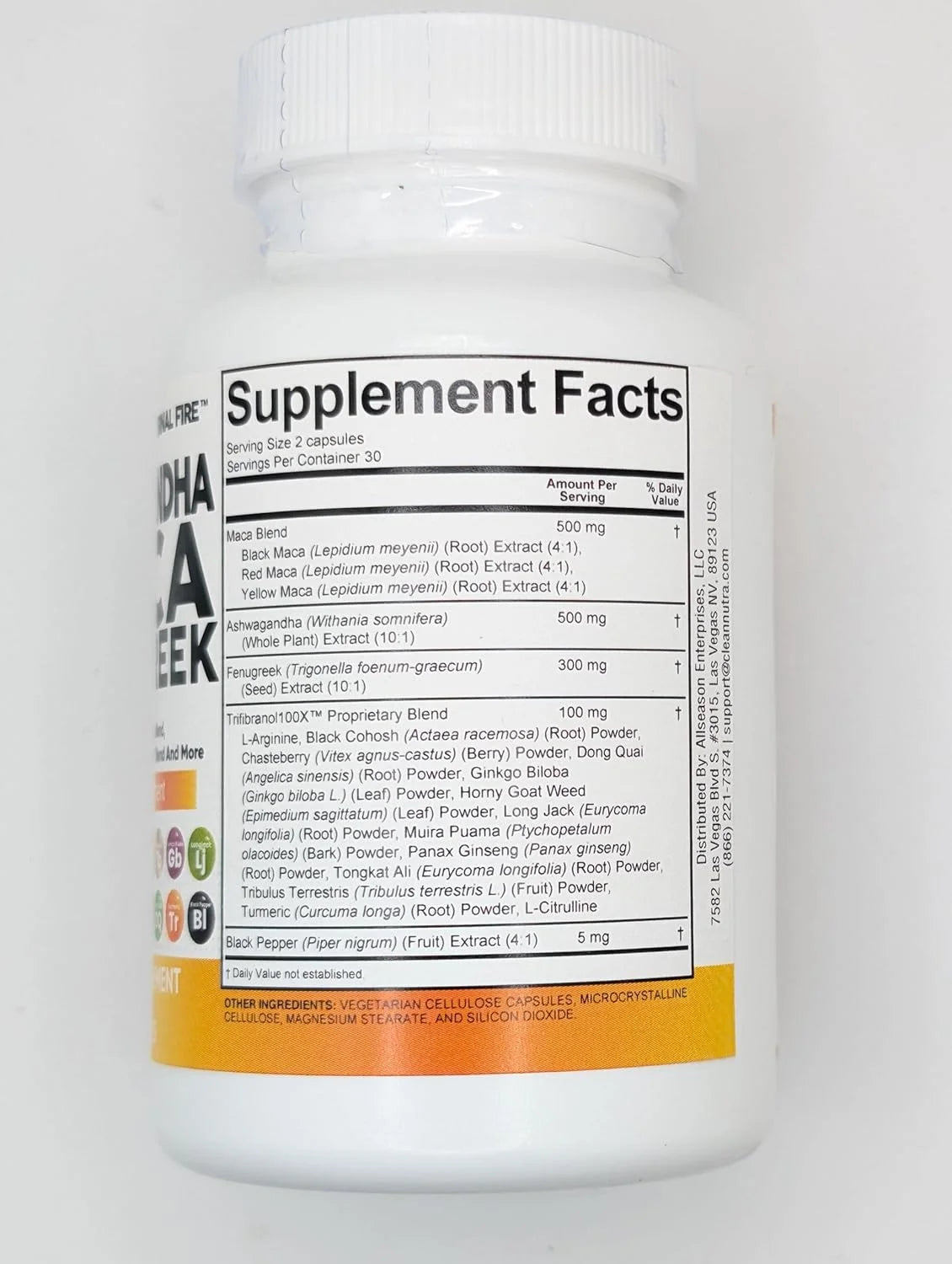 Ashwagandha Maca Root Fenugreek Supplement with Tongkat Ali Ginseng - Assists with Stress, Mood & Thyroid - Ashwagandha Capsules Fenugreek Caps - 1 Pack
