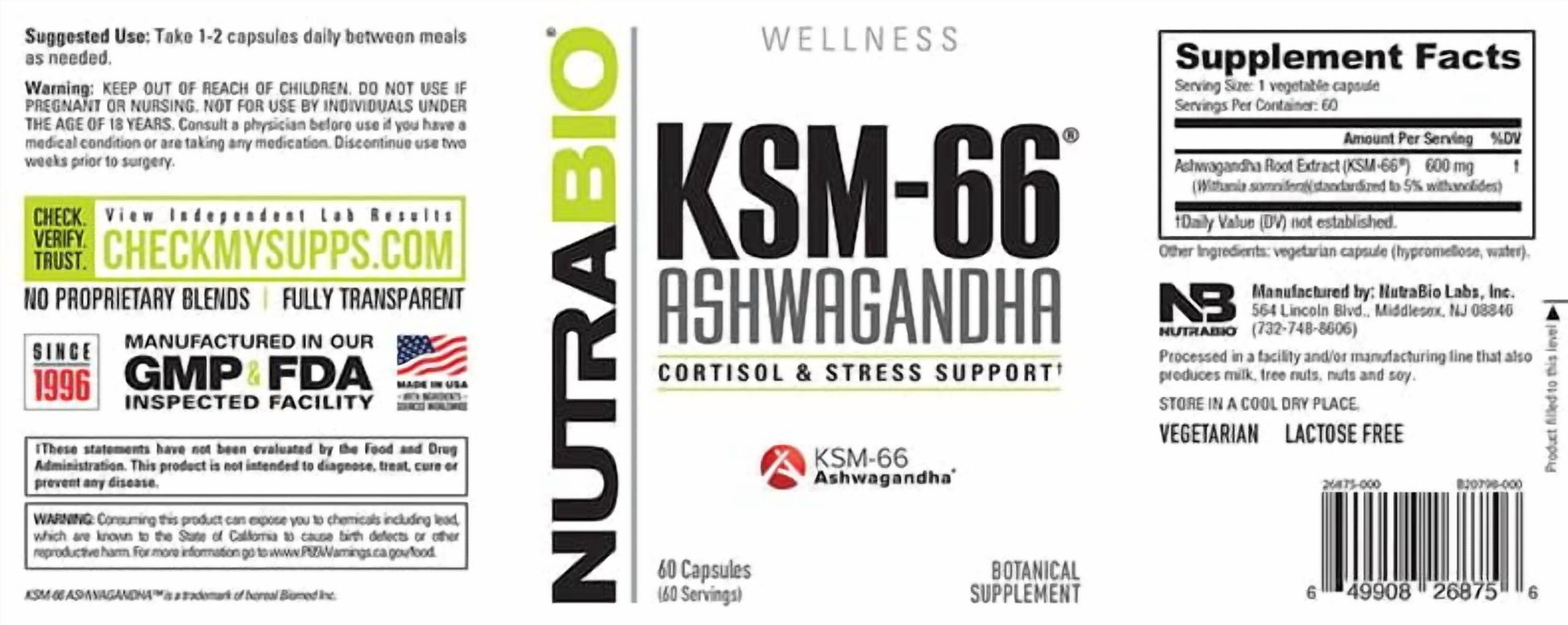 Ashwagandha KSM-66 Herbal Supplement for Better Overall Well-Being- Ashwagandha Supplement- 600Mg - 60 Vegetable Capsules