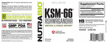 Ashwagandha KSM-66 Herbal Supplement for Better Overall Well-Being- Ashwagandha Supplement- 600Mg - 60 Vegetable Capsules