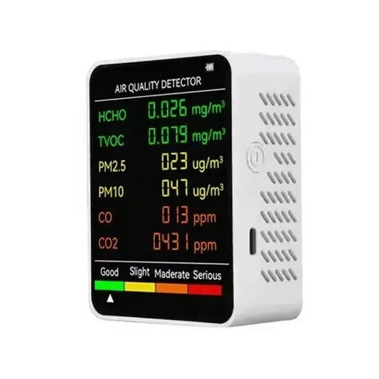6 in 1 Air Quality Monitor Multifunctional Automatic Display Indoor Office Wall Hanging Screen Display Air Detector Household