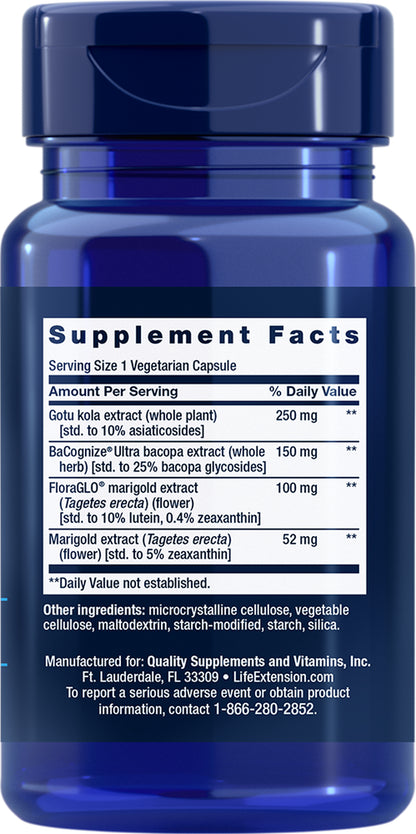 Life Extension Quick Brain Nootropic 3X30Caps Bacopa/Gotu Kola/Marigold/