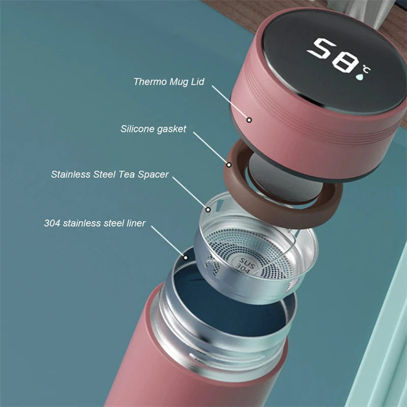 480Ml Smart Digital Thermos Bottle with Temperature Display 316 Stainless Steel Vacuum Insulation Smart Coffee Cup