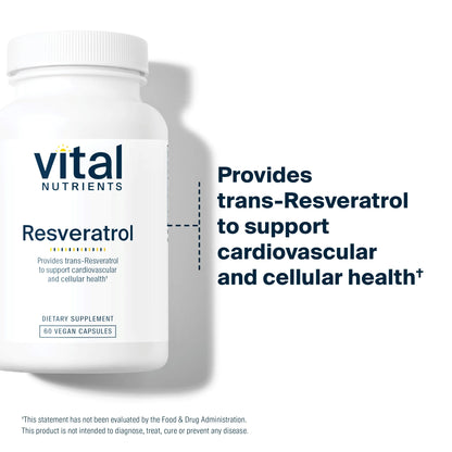 - Resveratrol - Ultra High Potency - Cardiovascular and Cell Health Support - 60 Vegetarian Capsules per Bottle - 500 Mg