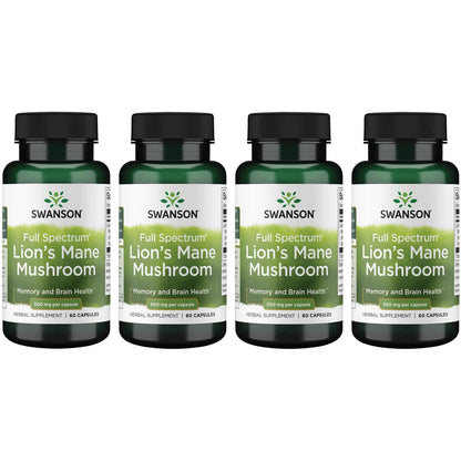Full Spectrum Lion'S Mane Mushroom 500 Mg 60 Caps 4 Pack