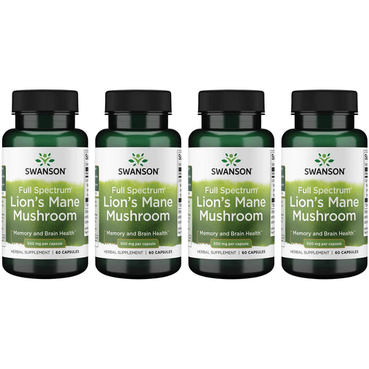 Full Spectrum Lion'S Mane Mushroom 500 Mg 60 Caps 4 Pack
