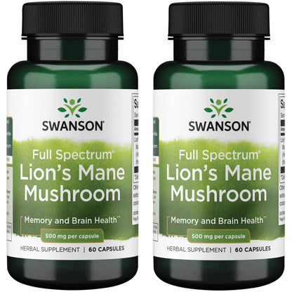 Full Spectrum Lion'S Mane Mushroom 500 Mg 60 Caps 2 Pack