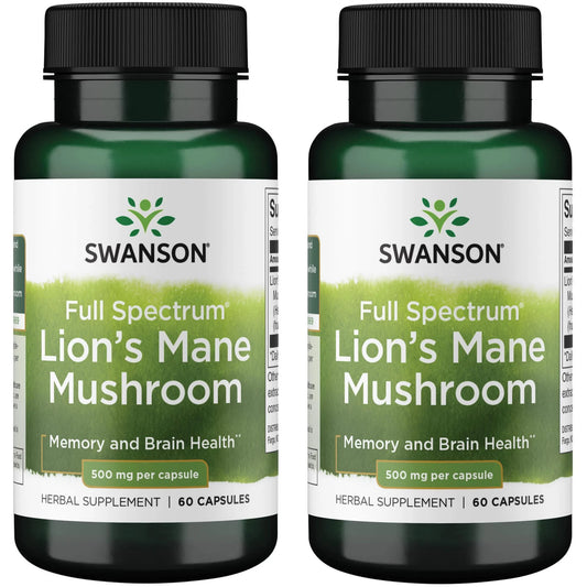 Full Spectrum Lion'S Mane Mushroom 500 Mg 60 Caps 2 Pack