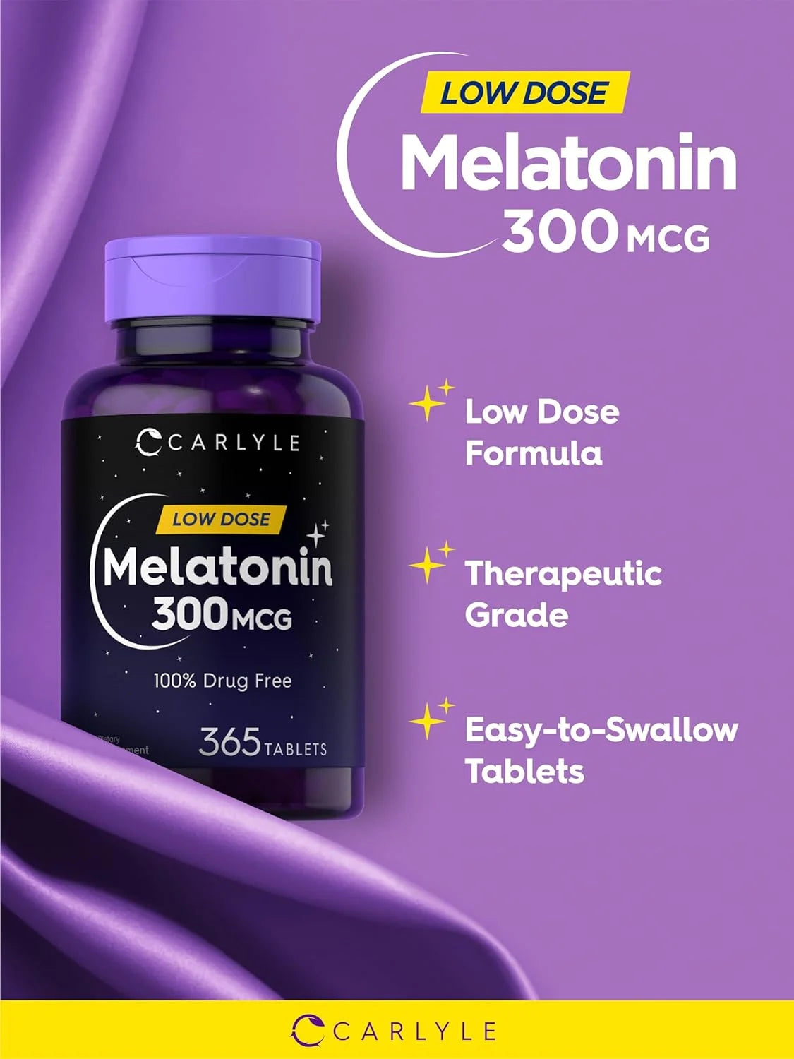 Melatonin 300Mcg | 365 Vegetarian Tablets for Men and Women | by