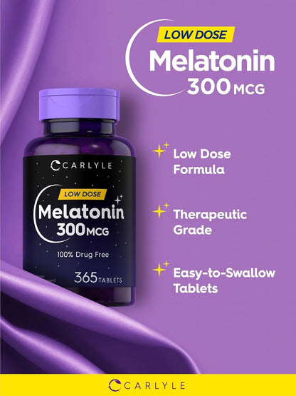 Melatonin 300Mcg | 365 Vegetarian Tablets for Men and Women | by