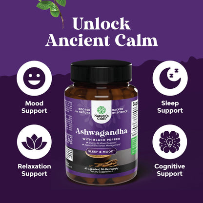 Best Ashwagandha Root Powder 1300 Mg per Serving Capsules - Relaxation Supplement