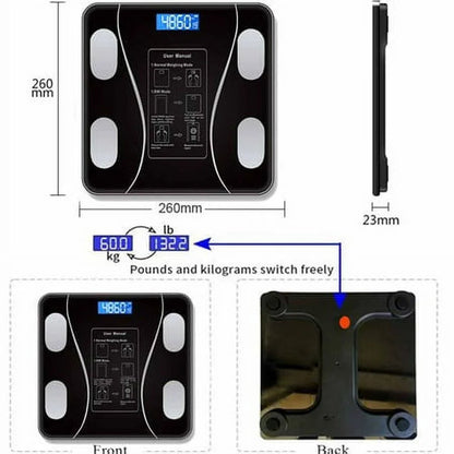 Bluetooth Smart Bathroom Scales for Body Weight Digital Scale Body Fat BMI Scale,Auto Body Composition Analyzer with Smartphone App,Best Fitness Weight Loss Scale Health Monitor-Black