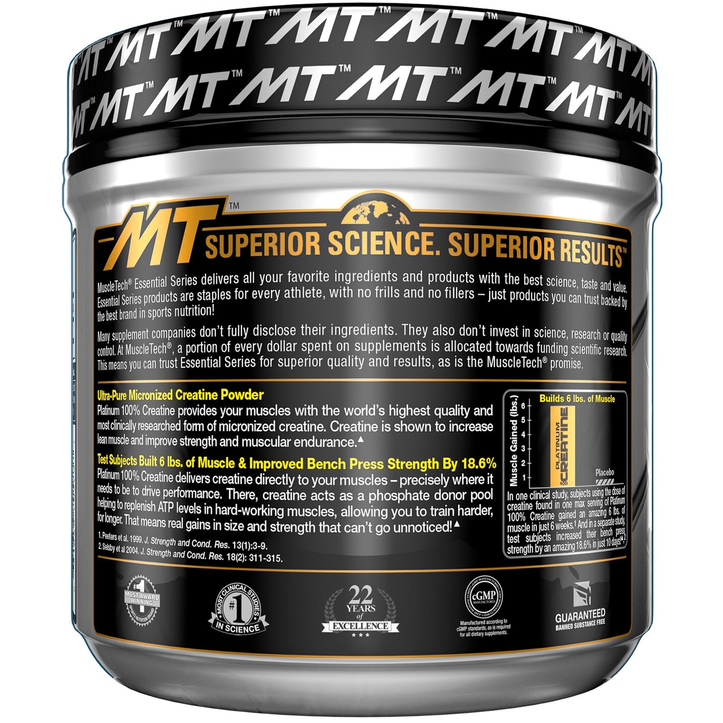 Muscletech, Essential Series, Platinum 100% Creatine, Unflavored, 14.11 Oz