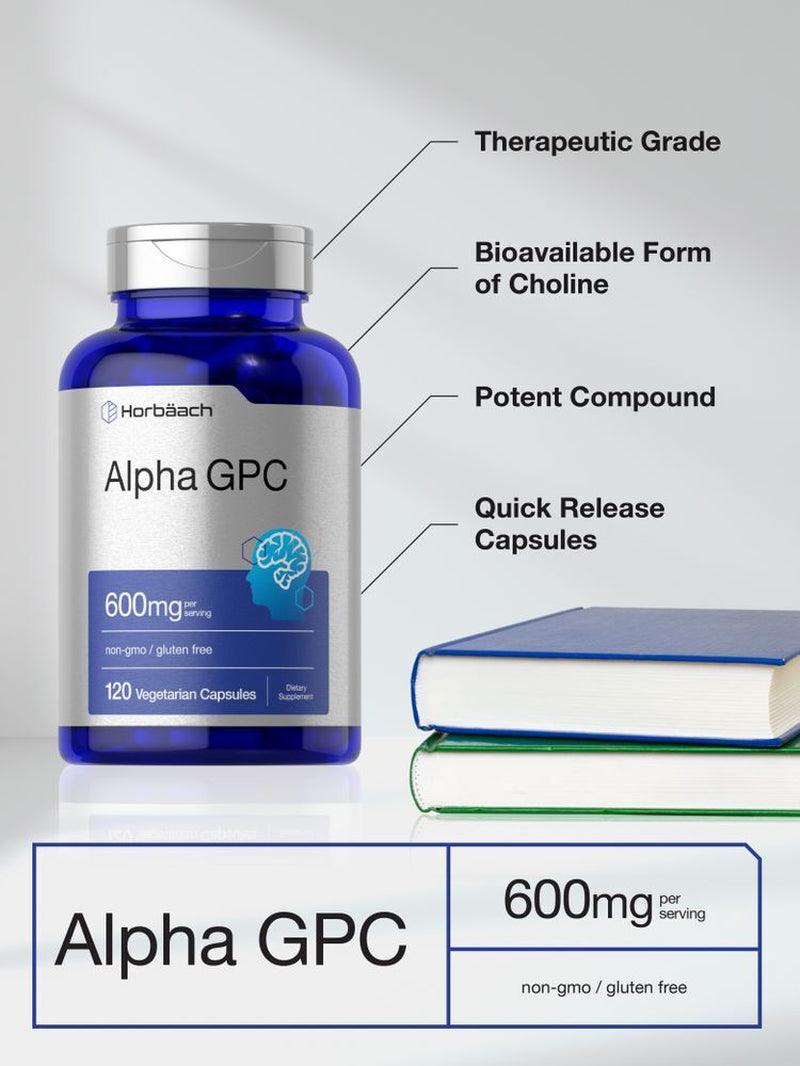 Alpha GPC 600Mg | 120 Capsules | Vegetarian, Non-Gmo & Gluten Free | by Horbaach