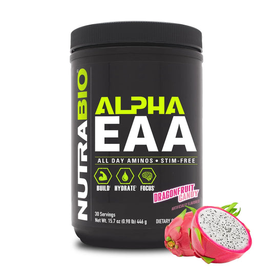 Alpha EAA - All-Day Aminos - Recovery, Energy, Focus, and Hydration Supplement - Full Spectrum EAA BCAA Matrix, Electrolytes, Nootropics, Coconut Water - 30 Servings - Dragon Fruit