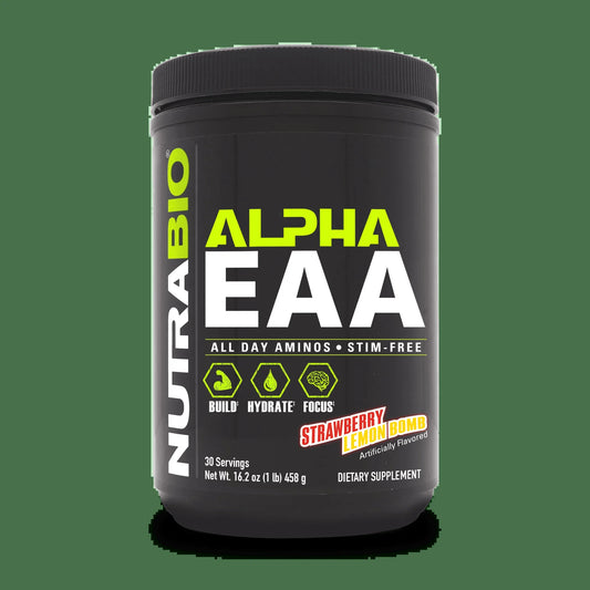Alpha EAA - All-Day Amino Acids for Muscle Growth - Essential Amino Acids - Full Spectrum EAA BCAA Powder- Amino Acid Supplement - 30 Servings - Strawberry Lemon