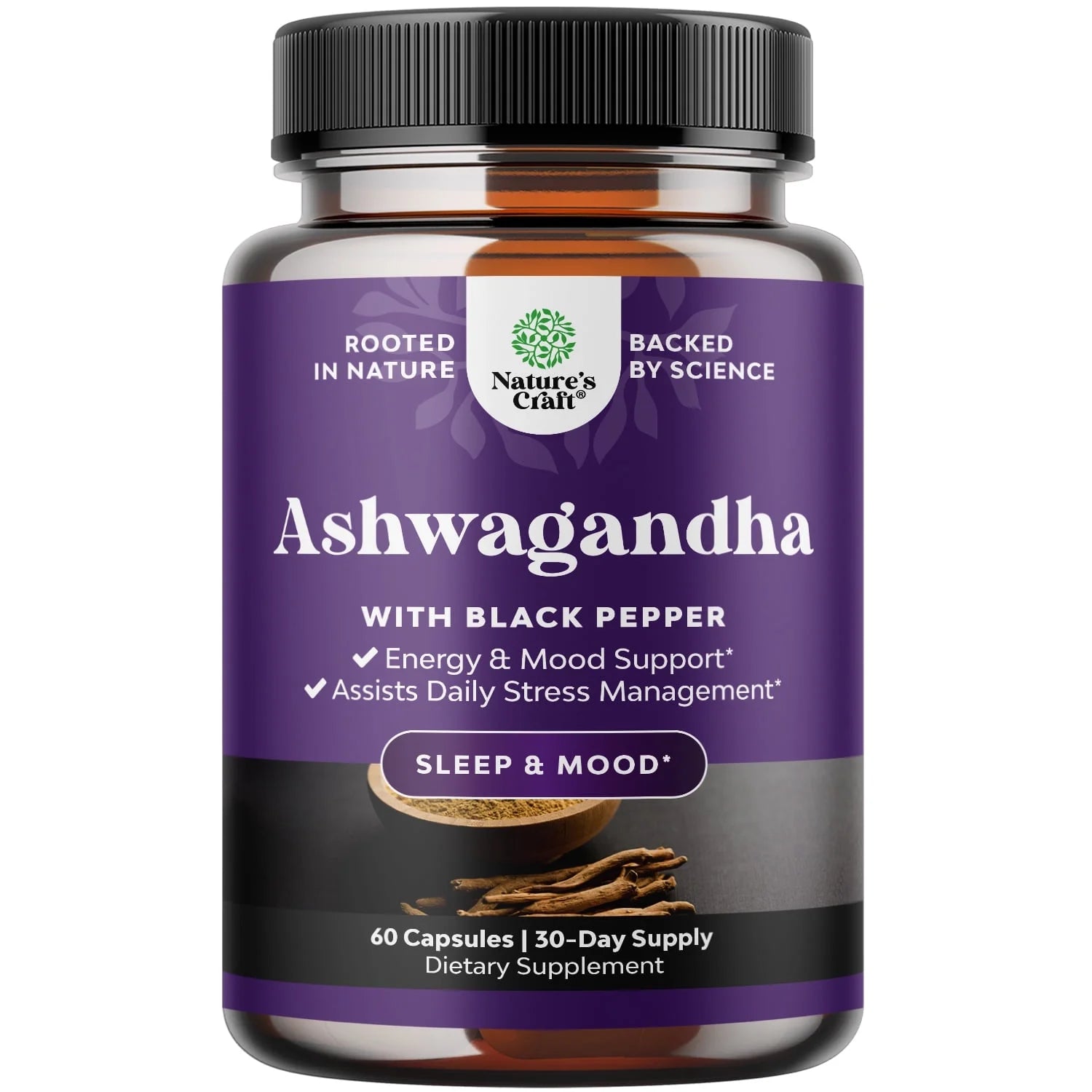 Best Ashwagandha Root Powder 1300 Mg per Serving Capsules - Relaxation Supplement