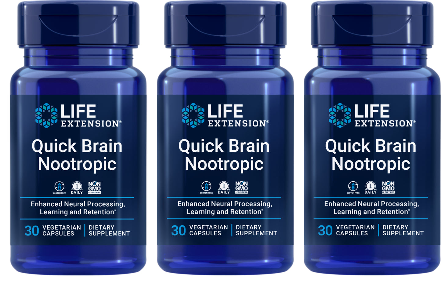 Life Extension Quick Brain Nootropic 3X30Caps Bacopa/Gotu Kola/Marigold/