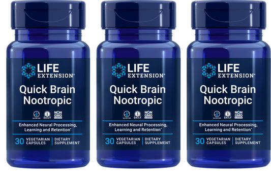 Life Extension Quick Brain Nootropic 3X30Caps Bacopa/Gotu Kola/Marigold/