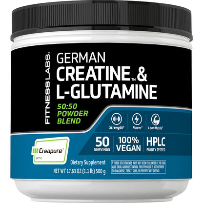 German Creatine & L-Glutamine | 1.1 Lbs | Powder for Men and Women | by Fitness Labs