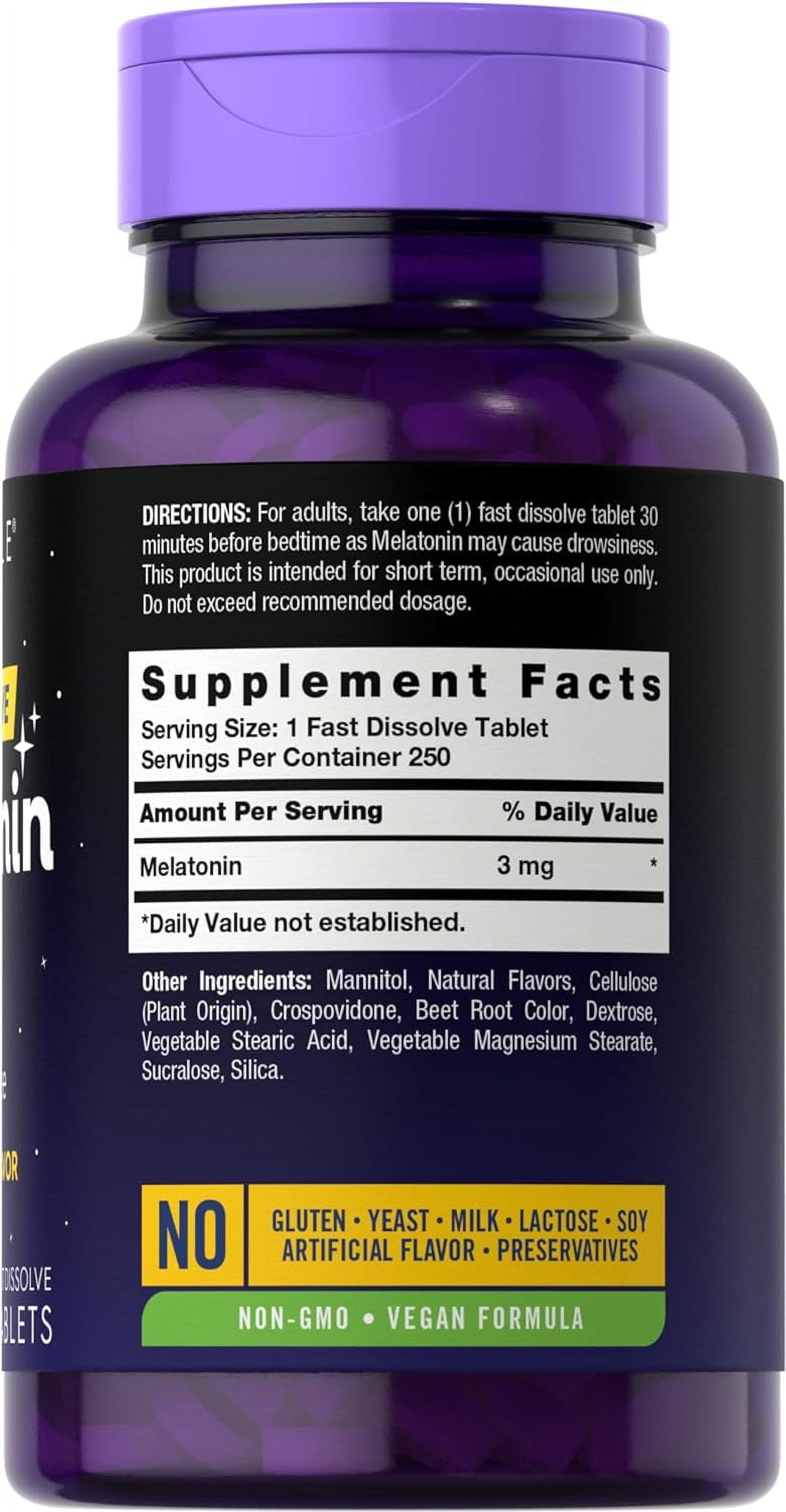 Melatonin 3Mg | 250 Vegetarian Tablets | Low Dose | by