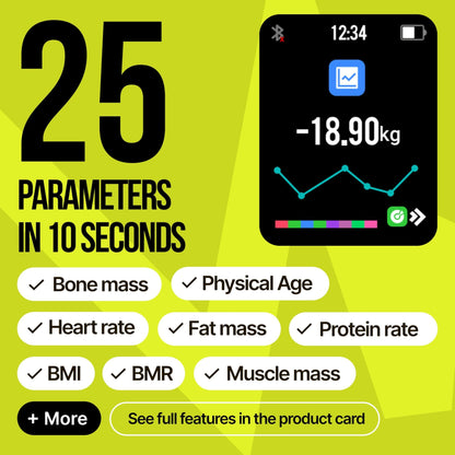 25 Metrics Black Digital Bathroom Smart Scale with BMI Body Fat Muscle Mass Bluetooth Apple Health Compatible Scales Digital Weight Composition Scale & Body Fat Mass up to 400Lb 180 Kg