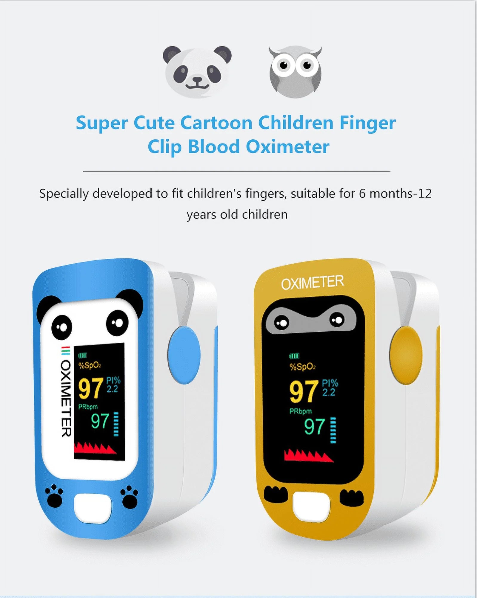Kid'S Fingertip Pulse Oximeter Rechargeable Pulse Oximeter Monitor Blood Oxygen Saturation,Blue