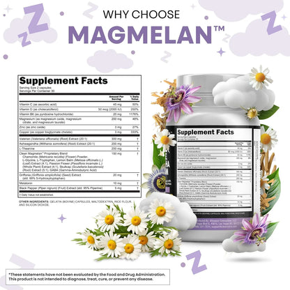 Melatonin Valerian Root L Theanine Ashwagandha - Sleep Support for Women & Men with Magnesium Complex, Lemon Balm, Chamomile, & Passionflower - 60 Caps