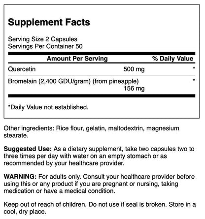 Quercetin & Bromelain - Advanced Formula 100 Caps 2 Pack