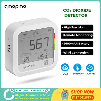 New  CO2 Meter Air Quality Carbon Dioxide Detector Alarm Temperature & Humidity Meter Wifi Smart Control Air Detector